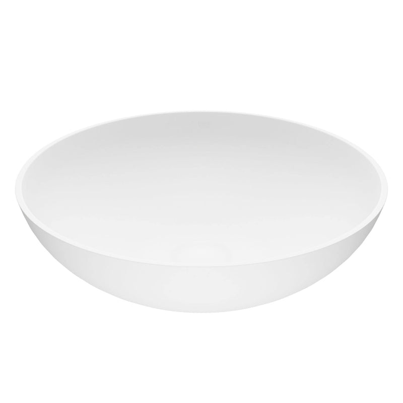 VIGO Lotus Matte Stone Round Composite Vessel Bathroom Sink/Basin with Deep Bowl, White W2