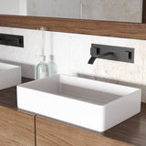 VIGO Magnolia Matte Stone Vessel Bathroom Sink/Basin with Deep Bowl, White
