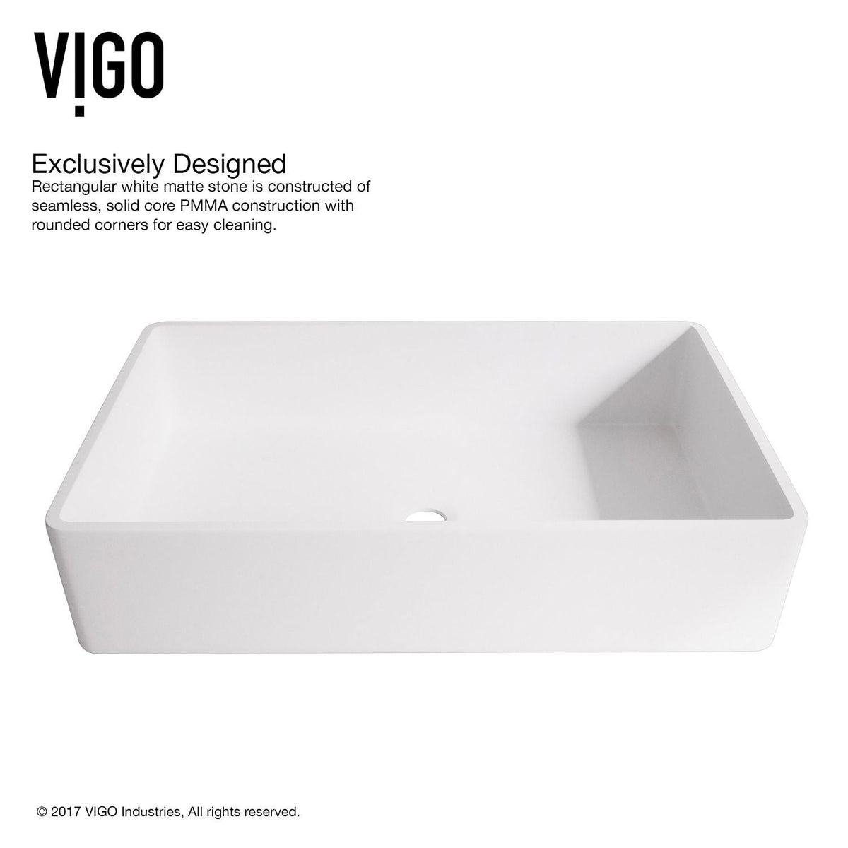 VIGO Magnolia MatteStone White Bathroom Sink/Basin Set with Niko Faucet and Rectangular Composite Vessel