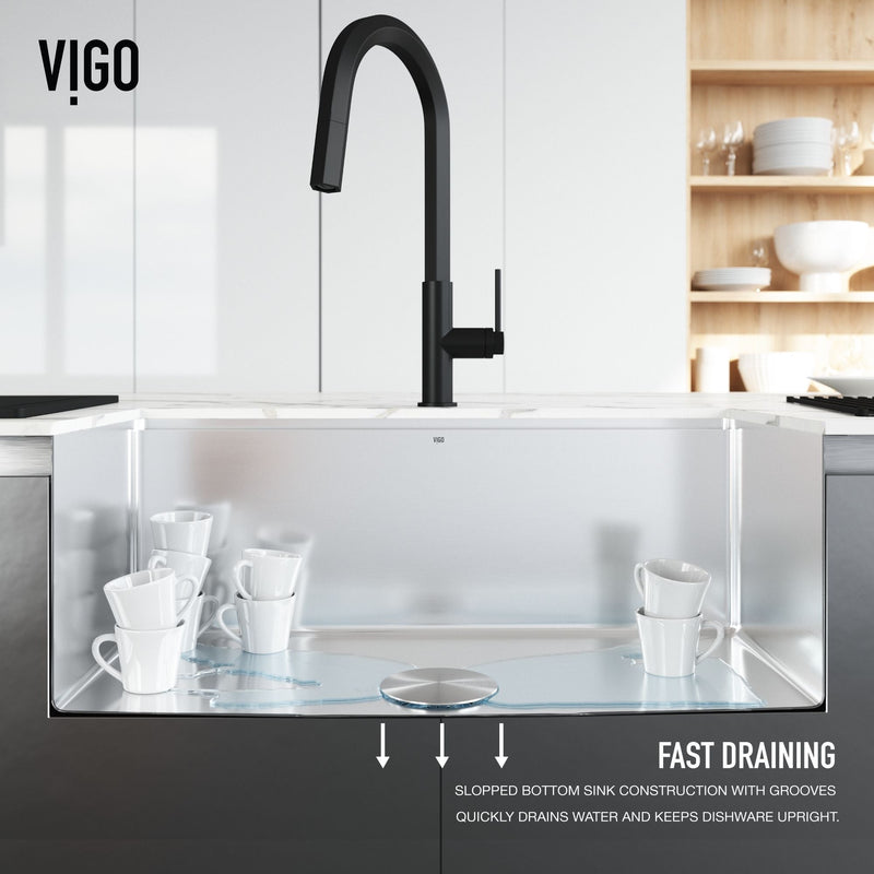 VIGO Mercer 33-in Stainless Steel Undermount Kitchen Sink D1