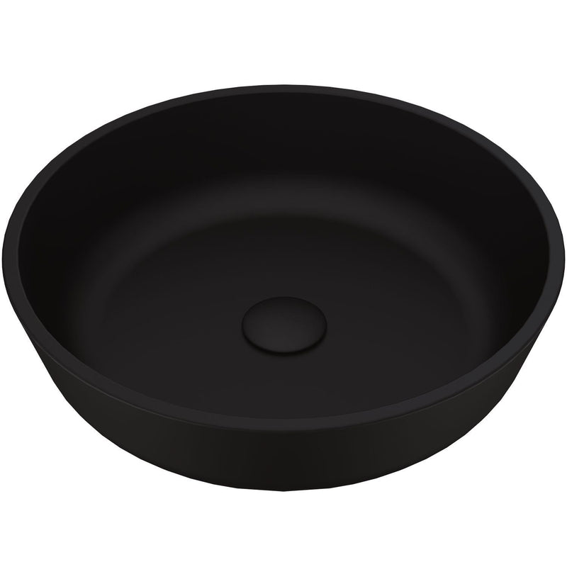 VIGO Modus Glass Round Vessel Bathroom Sink/Basin with Rounded Edges & Deep Bowl, Black T5