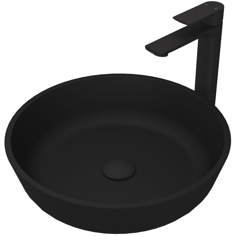 VIGO Modus MatteShell Matte Black Bathroom Sink/Basin Set with Norfolk Faucet and Round Glass Vessel S5