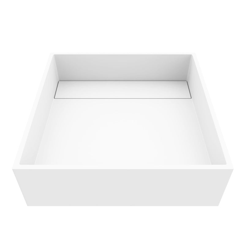 VIGO Montauk MatteStone 15x15-in Deep White Bathroom Sink/Basin with Rectangular Vessel I5