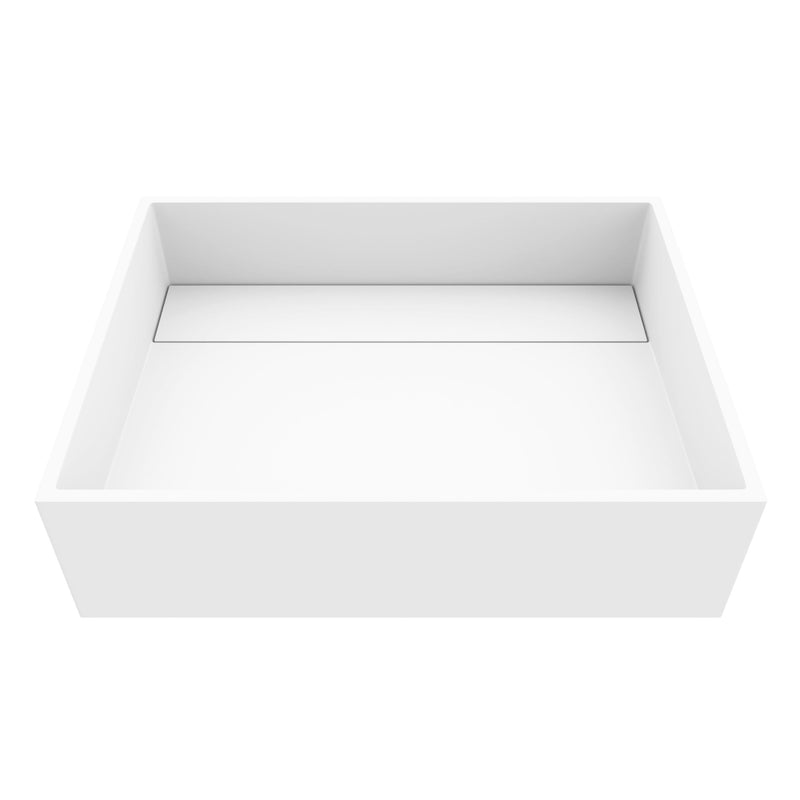VIGO Montauk MatteStone 18x13-in Deep White Bathroom Sink/Basin with Rectangular Vessel D3