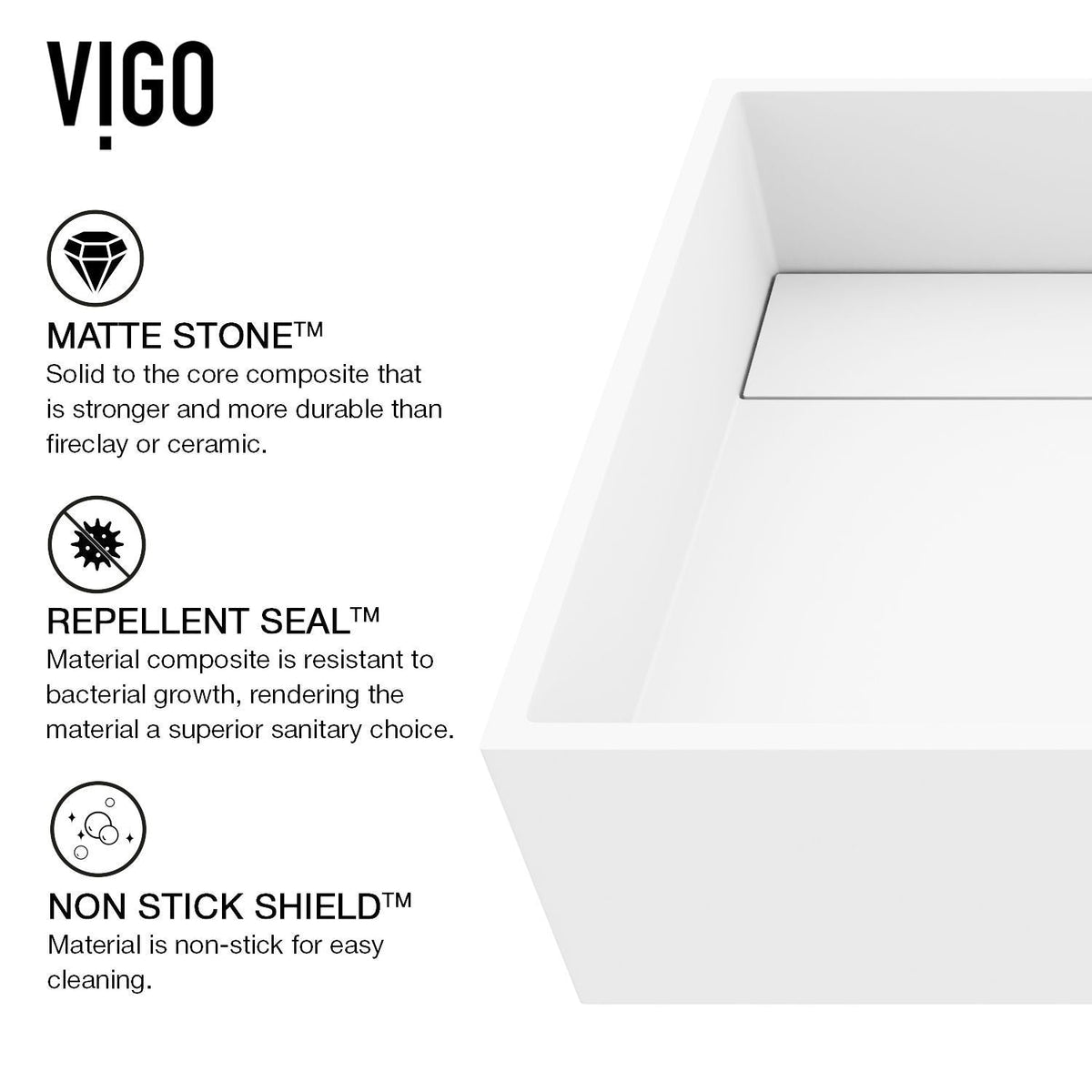 VIGO Montauk MatteStone 18x13-in Deep White Bathroom Sink/Basin with Rectangular Vessel