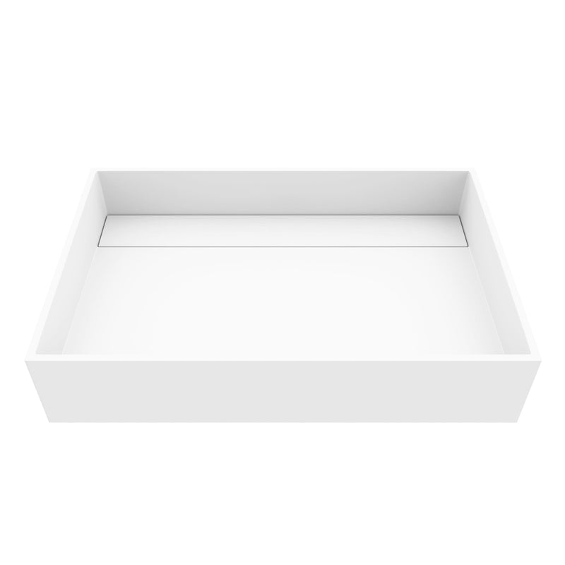 VIGO Montauk MatteStone 23x15-in Deep White Bathroom Sink/Basin with Rectangular Vessel S9