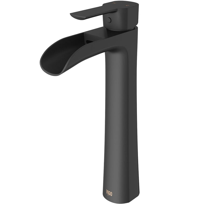VIGO Niko Single Handle Single Hole Bathroom Sink Faucet, Matte Black I5