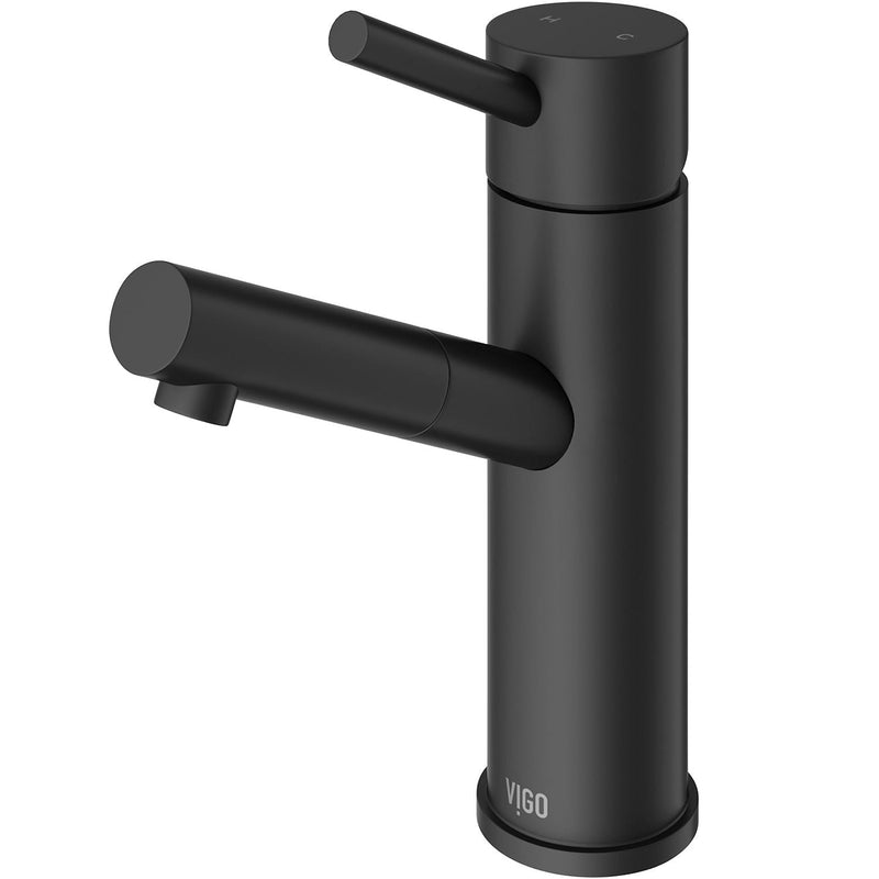 VIGO Noma Single Handle Single Hole Bathroom Sink Faucet, Matte Black, P1