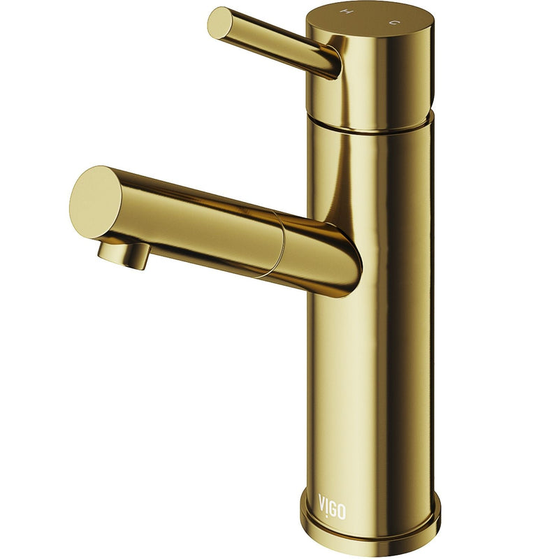 VIGO Noma Single Handle Single Hole Bathroom Sink Faucet, WaterSense Certified, Matte Gold G2