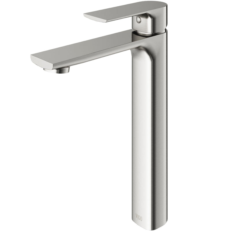 VIGO Norfolk Single Handle Vessel Bathroom Sink Faucet, WaterSense Certified, Brushed Nickel H7