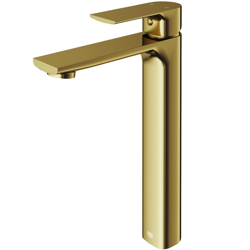 VIGO Norfolk Single Handle Vessel Single Hole Bathroom Sink Faucet, Matte Gold W0