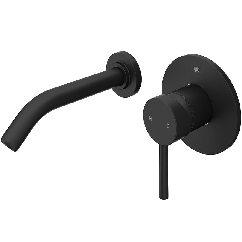 VIGO Olus Single Handle Wall Mount Bathroom Sink Faucet, WaterSense Certified, Matte Black H9