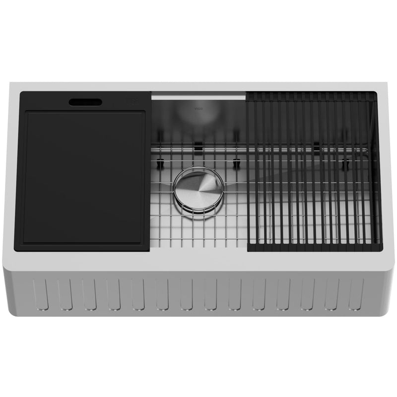 VIGO Oxford Single Farmhouse Kitchen Sink, 36-in x 21-in K8