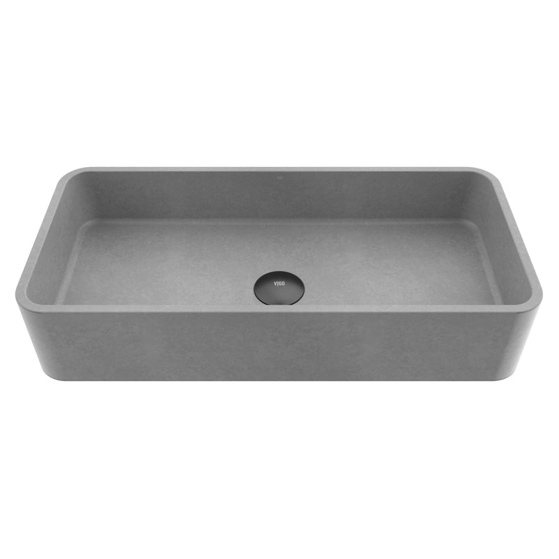 VIGO Palazzo Gothic ConcretoStone 24x11-in Deep Grey Bathroom Sink/Basin with Rectangular Vessel A5