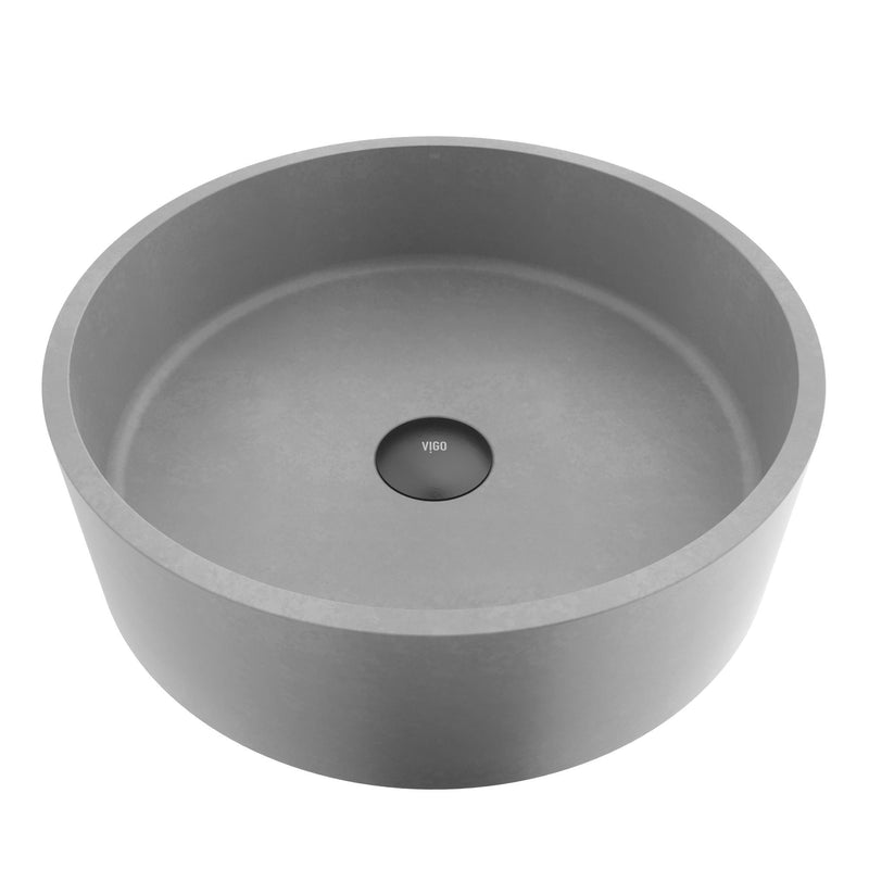 VIGO Palermo Gothic ConcretoStone 15x15-in Deep Grey Bathroom Sink/Basin with Round Vessel Z1