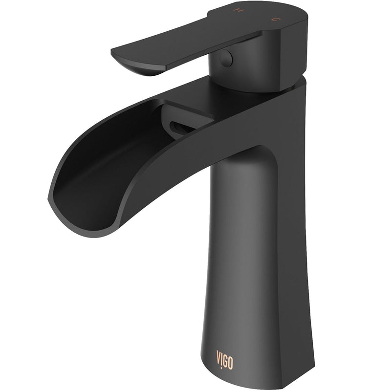 VIGO Paloma Single Handle Single Hole Bathroom Sink Faucet, WaterSense Certified, Matte Black U0