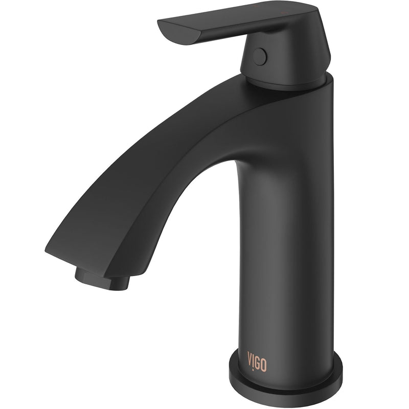 VIGO Penela Single Handle Single Hole Bathroom Sink Faucet, Matte Black, C0