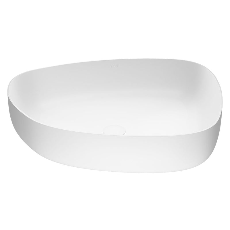 VIGO Peony Matte Stone Novelty Composite Vessel Bathroom Sink/Basin with Deep Bowl, White R3