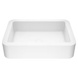 VIGO Petunia Matte Stone Rectangular Composite Vessel Bathroom Sink/Basin with Rounded Edges & Deep Bowl, White