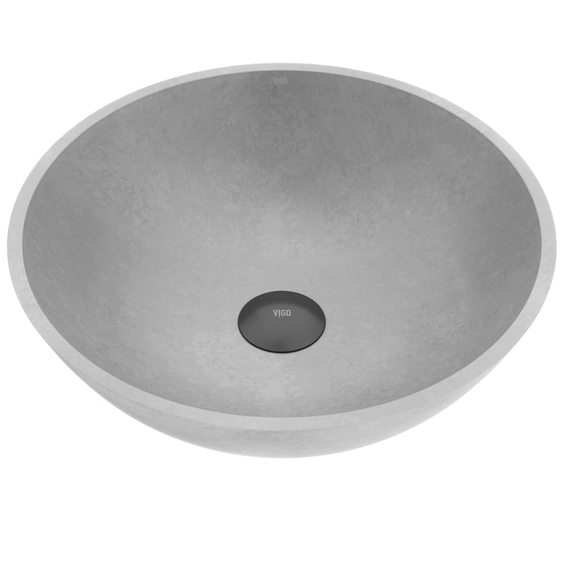 VIGO Ravenna Gothic ConcretoStone 16x16-in Deep Grey Bathroom Sink/Basin with Round Vessel D8