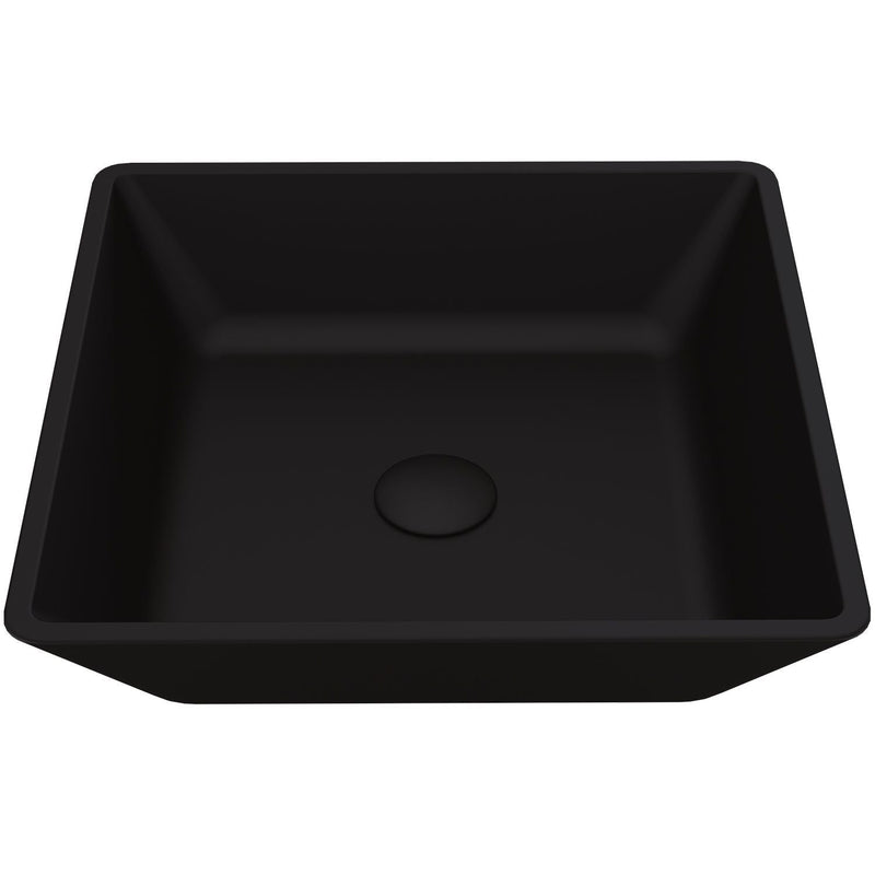 VIGO Roma Glass Square Vessel Bathroom Sink/Basin with Rounded Edges & Deep Bowl, Black Z3