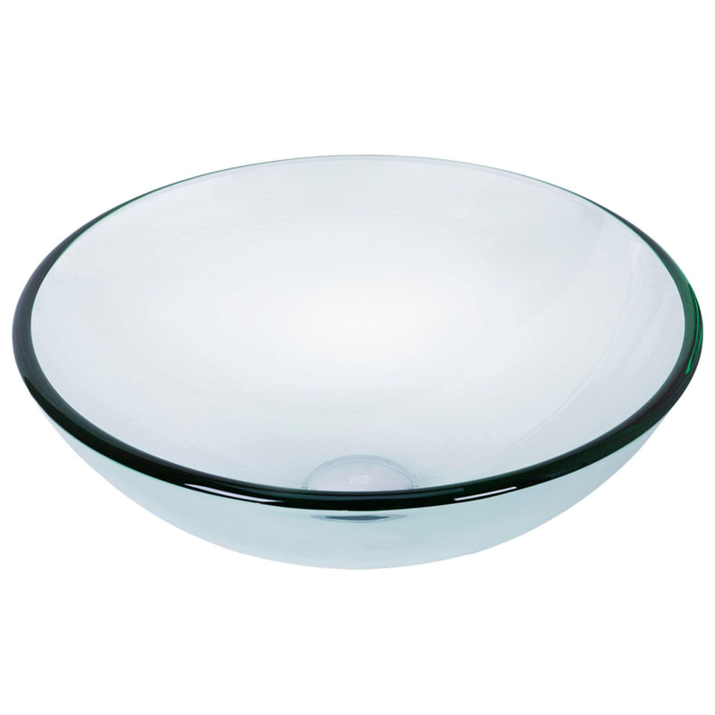 VIGO Round Glass Vessel Bathroom Sink/Basin with Repellent Seal Coating, Crystalline G4