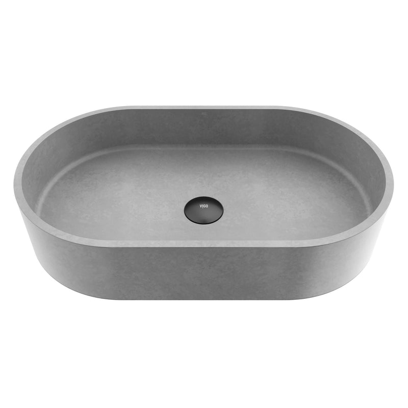 VIGO Sagrada Gothic ConcretoStone 24x14-in Deep Grey Bathroom Sink/Basin with Rectangular Vessel Q3