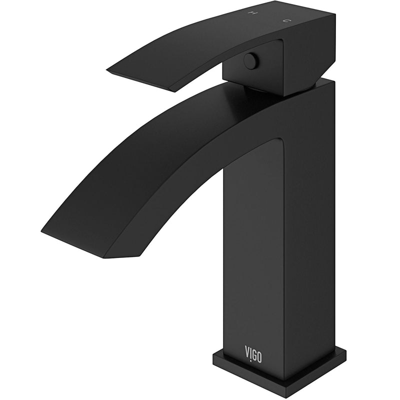 VIGO Satro Single Handle Single Hole Bathroom Sink Faucet, WaterSense Certified, Matte Black L9