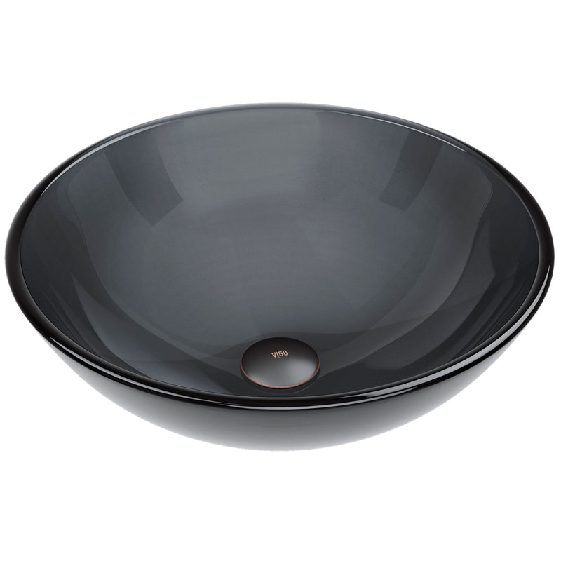 VIGO Sheer Glass Round Vessel Bathroom Sink/Basin with Deep Bowl, Black Q9