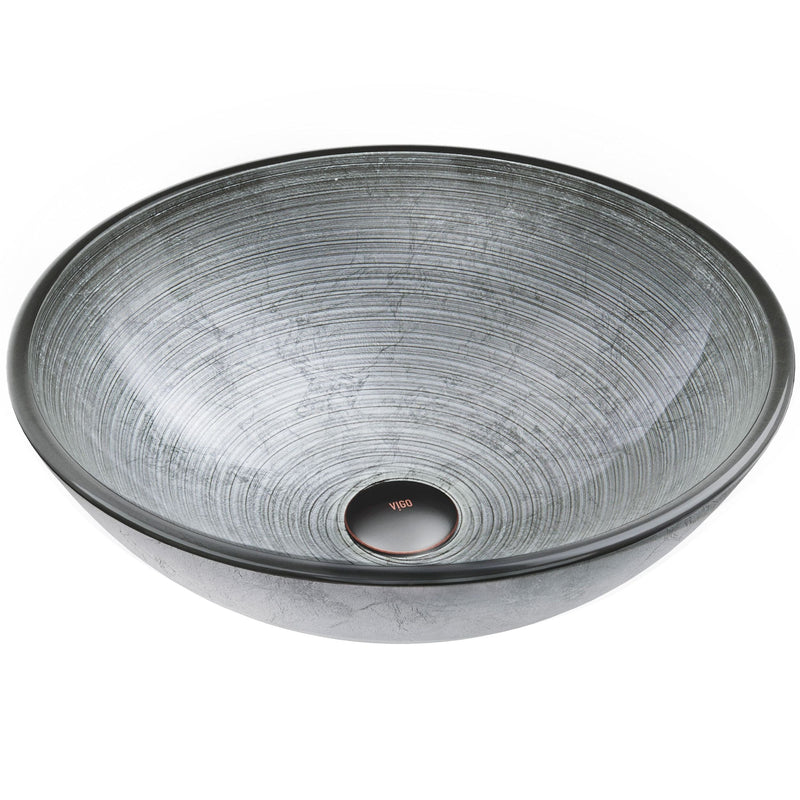 VIGO Simply Glass Round Vessel Bathroom Sink/Basin with Deep Bowl, Gray S6