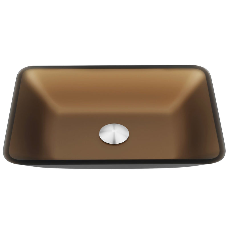 VIGO Sottile Glass Bathroom Sink/Basin and Faucet Set with Rectangular Vessel, Various Colours W7