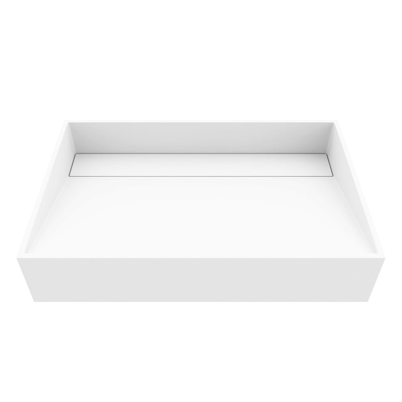 VIGO Starr Modern MatteStone 23x15-in Deep White Bathroom Sink/Basin with Rectangular Vessel V4