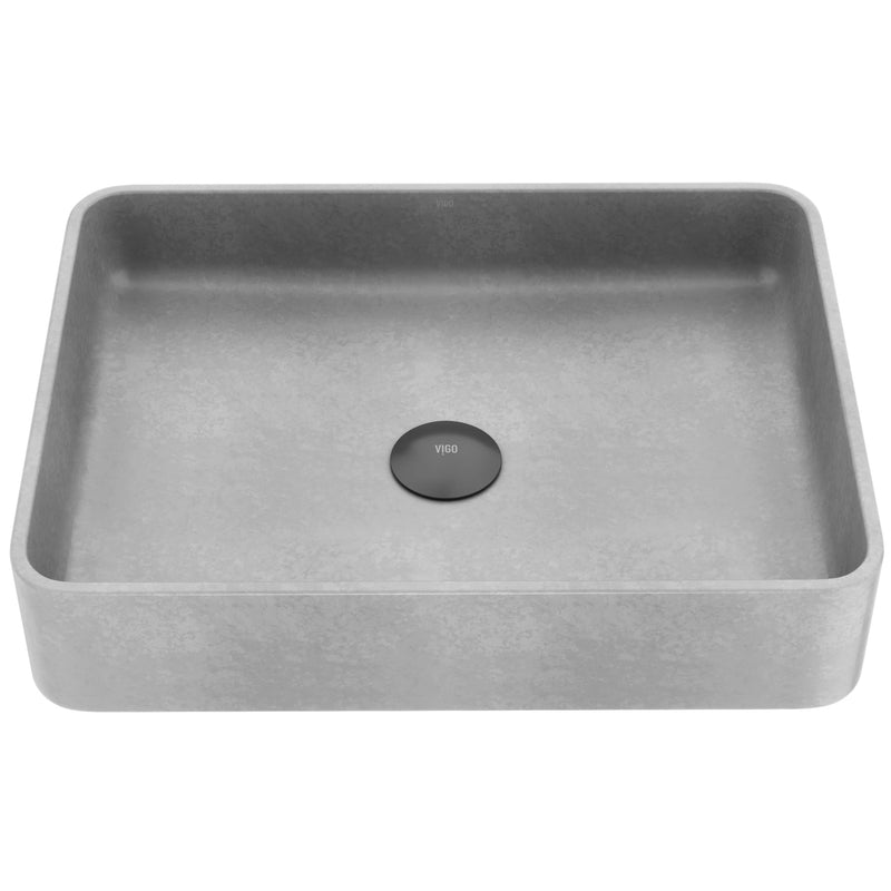 VIGO Tarragona Gothic ConcretoStone 19x14-in Deep Grey Bathroom Sink/Basin with Rectangular Vessel A6