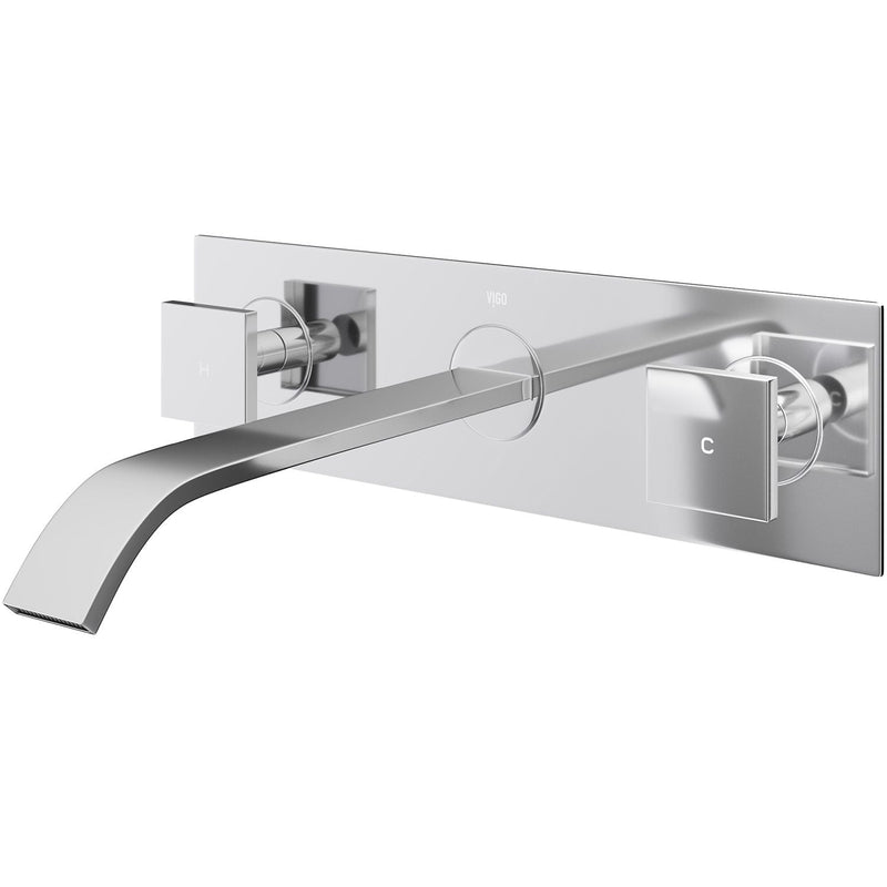 VIGO Titus Wall Mount Dual Handle Bathroom Sink Faucet, Eco-Friendly 1.2 GPM Flow Rate, Chrome Z2