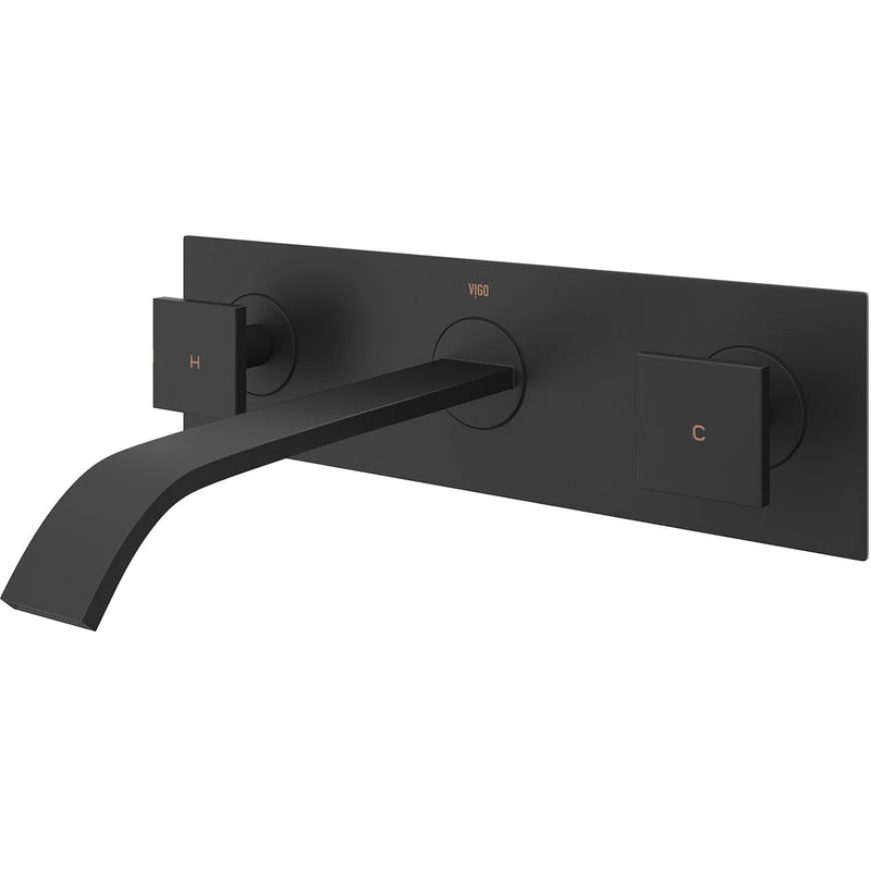 VIGO Titus Wall Mount Dual Handle Bathroom Sink Faucet, Eco-Friendly 1.2 GPM Flow Rate, Matte Black M4