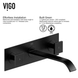 VIGO Titus Wall Mount Dual Handle Bathroom Sink Faucet, Eco-Friendly 1.2 GPM Flow Rate, Matte Black