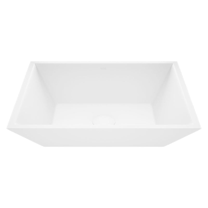 VIGO Vinca Matte Stone Vessel Bathroom Sink/Basin with Deep Bowl, White G1