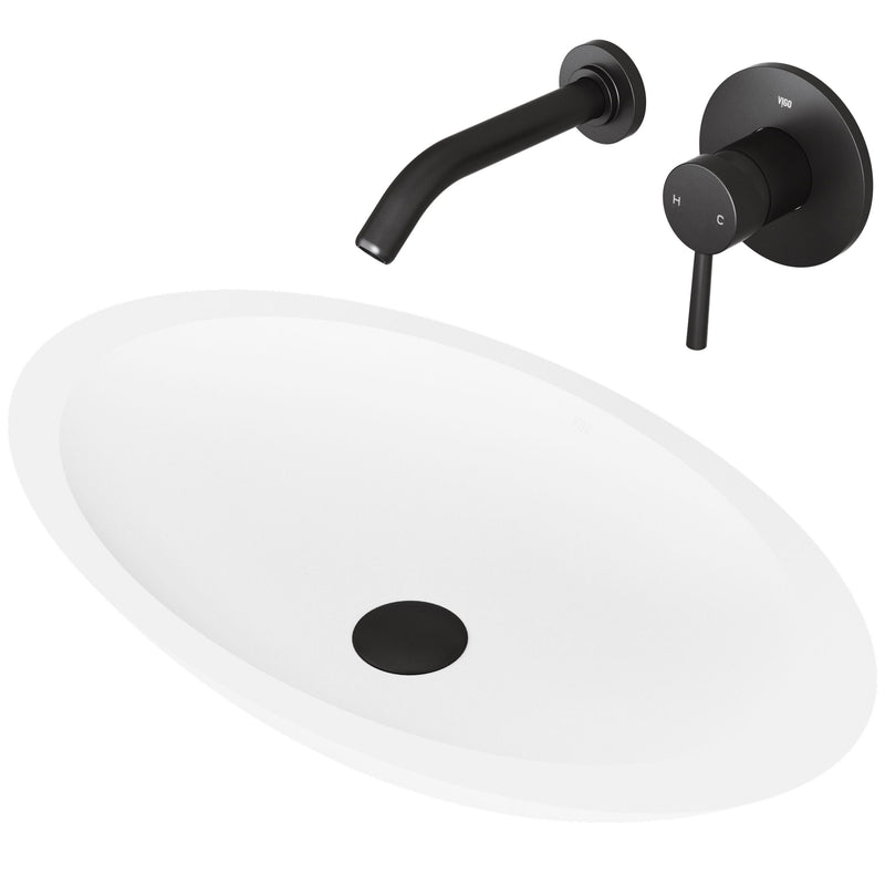 VIGO Wisteria White Bathroom Sink Set with Matte Black Olus Faucet V8