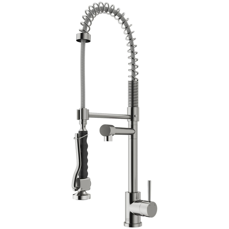 VIGO Zurich Single Handle Pull Down Spray Kitchen Faucet, Stainless Steel T5