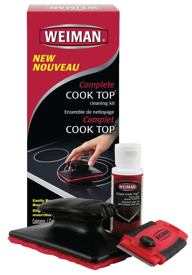 Weiman Complete Glass Cooktop Cleaning Kit, 3-pc, Include Scrub Pad, Scraper and Cleaning Solution D4