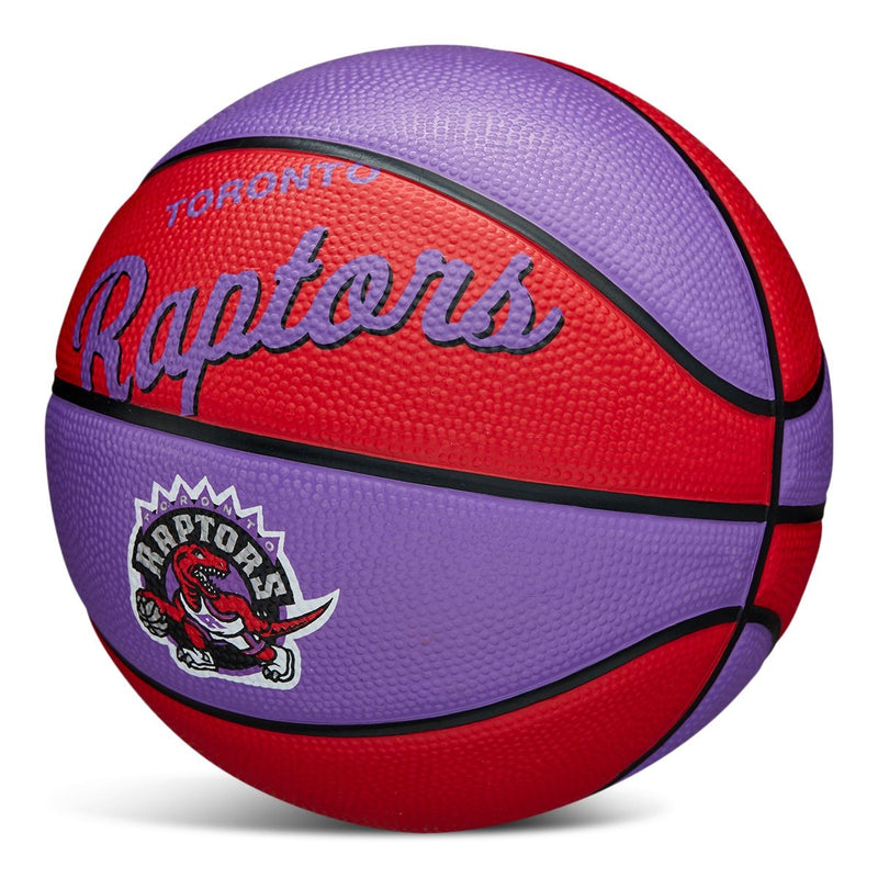 Wilson NBA Toronto Raptors Kids' Mini Outdoor Basketball, Size 3 (22.5-in), Purple/Red P4