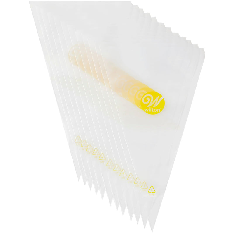 Wilton Disposable Piping Decorating Bag, Clear, 12-pk, for Baking/Cake Decoration K8