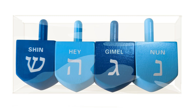 Wooden Dreidel Set, Multi-Coloured, 4-pc, for Hanukkah V8