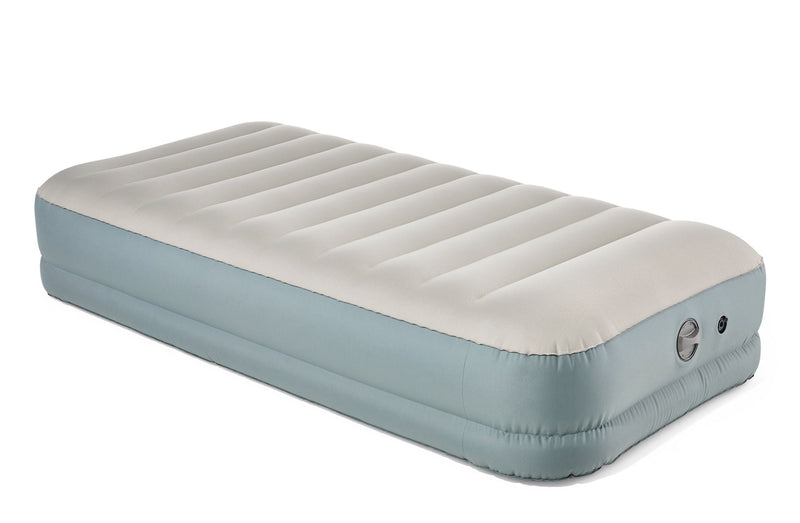 Woods Double High Toughguard Inflatable Air Bed with Rechargeable Pump, Twin, Grey F6