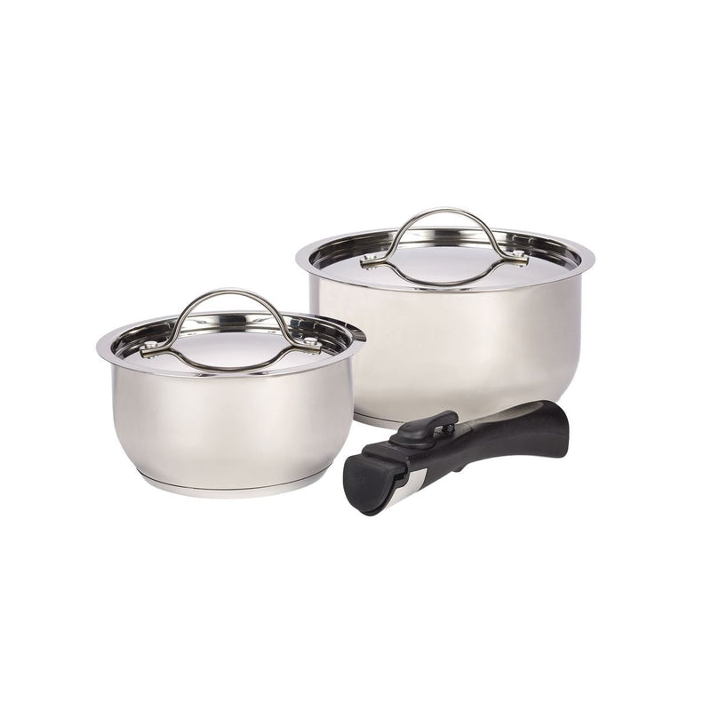 Woods Provision Stainless Steel Camping Cook Pot Set, Made in Canada, 3-pc W8