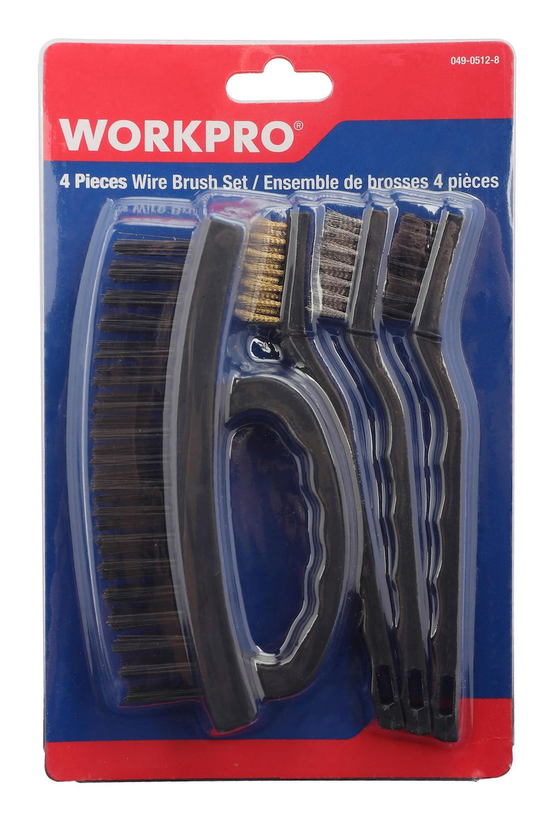 Workpro Carbon Steel Wire Cleaning Brush Set, Removes Paint, Rust & Dirt From Metal, 4-pc Z5