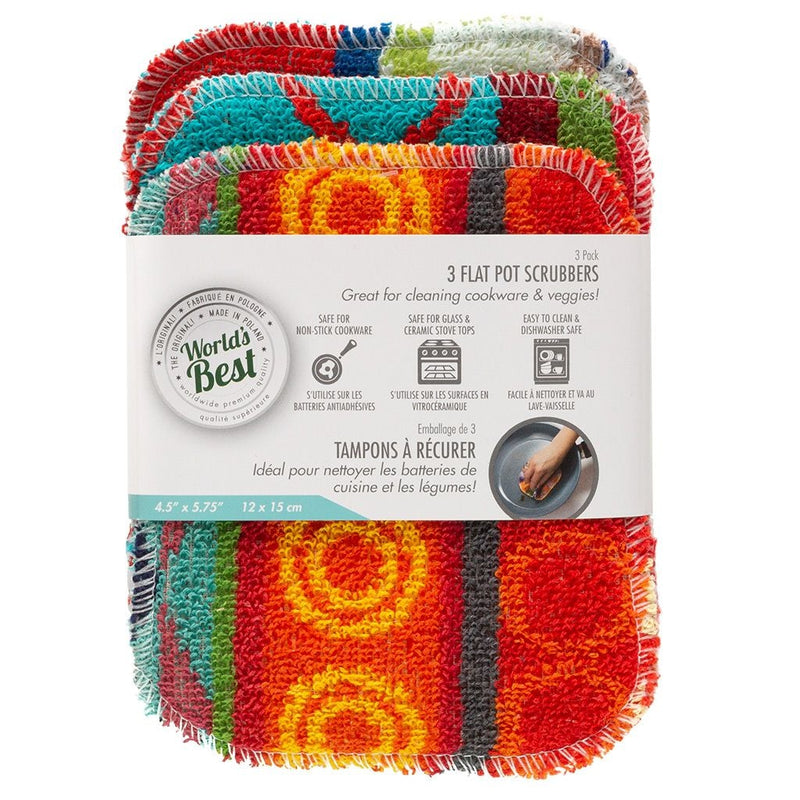 World's Best Multi-Surface Flat Pot Scrubber, 3-pk B5
