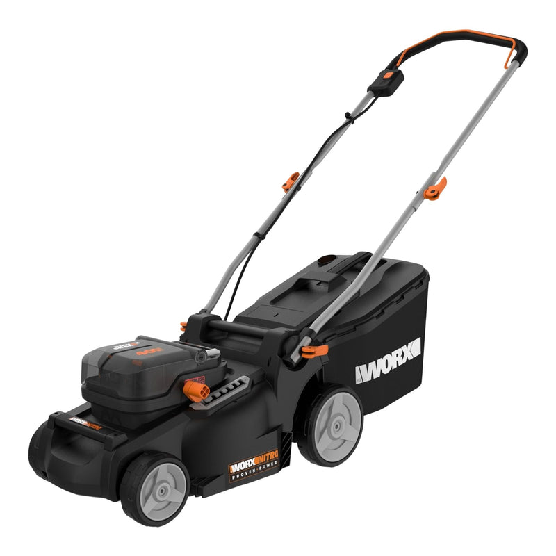 Worx WG737 Nitro 40V PowerShare 2-in-1 Brushless Cordless Push Poly Mower, 16-in with (2) PowerShare Pro 4.0Ah Batteries L7