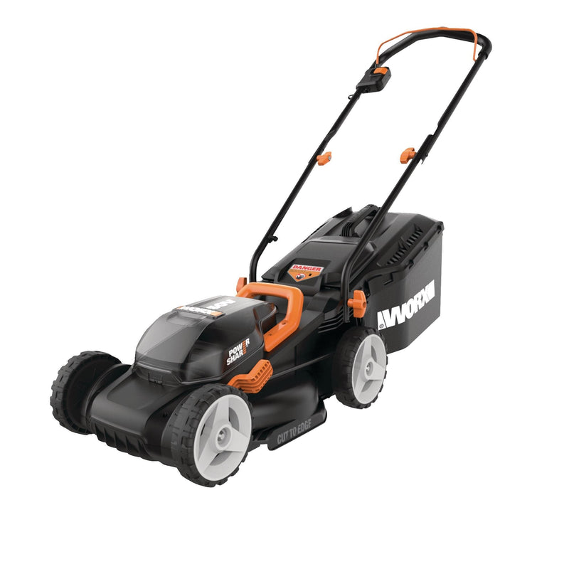 WORX WG779 40V Power Share Cordless Mulching Poly Lawn Mower, 14-in O0