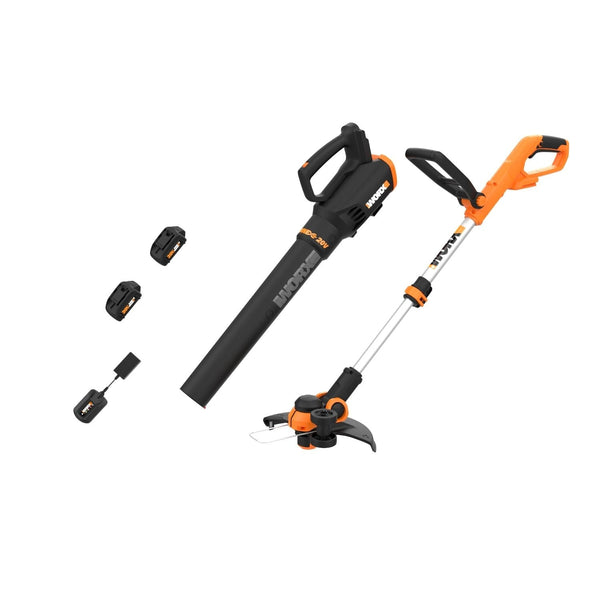 WORX WG929 20V Power Share Cordless Grass Trimmer & Leaf Blower Combo Kit L0